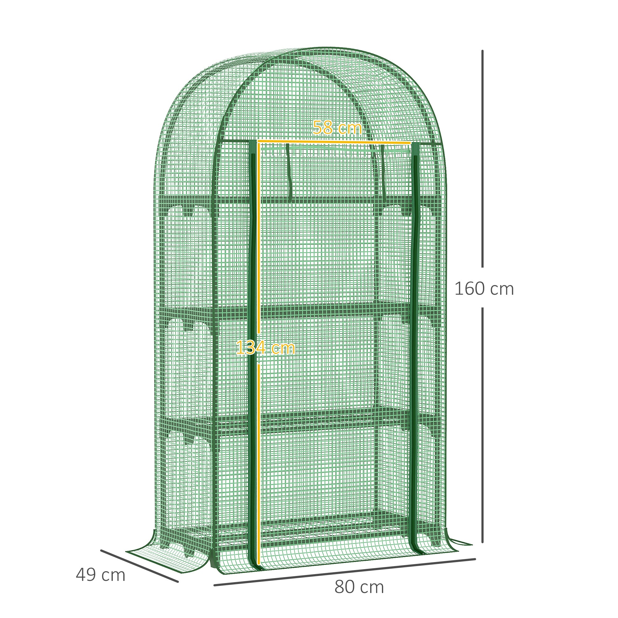 Serra da Giardino con Ripiani 80x49x160 cm in Metallo Verde