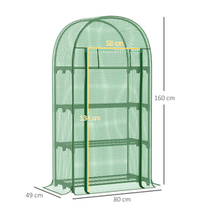 Serra da Giardino con Ripiani 80x49x160 cm in Metallo Verde