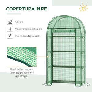 Serra da Giardino con Ripiani 80x49x160 cm in Metallo Verde