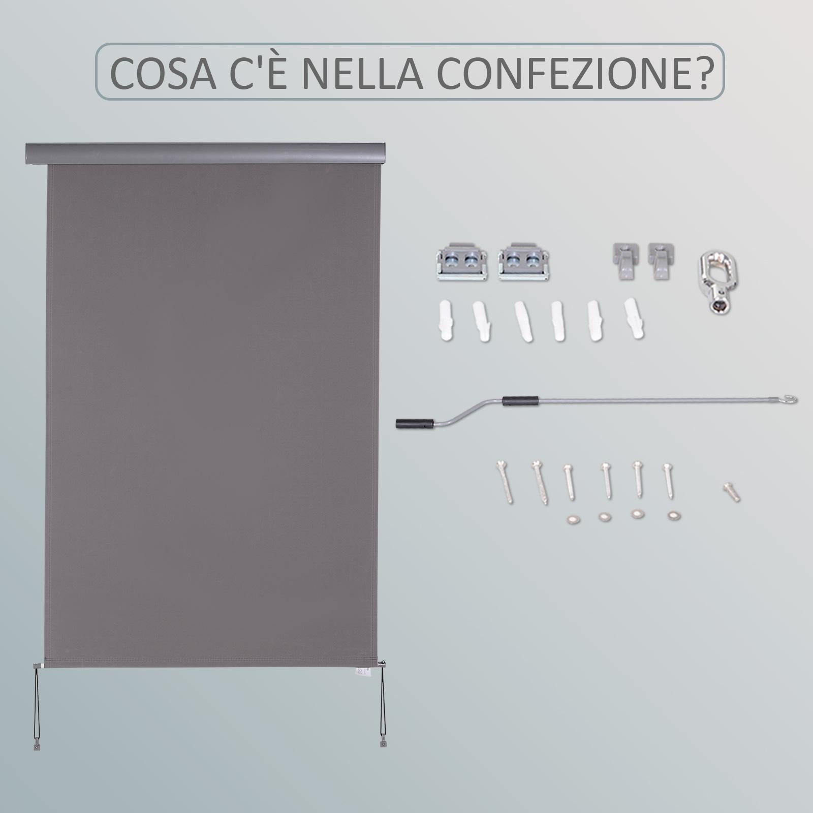 Tenda da Sole Avvolgibile da Soffitto 120x200 cm con Manovella Grigio