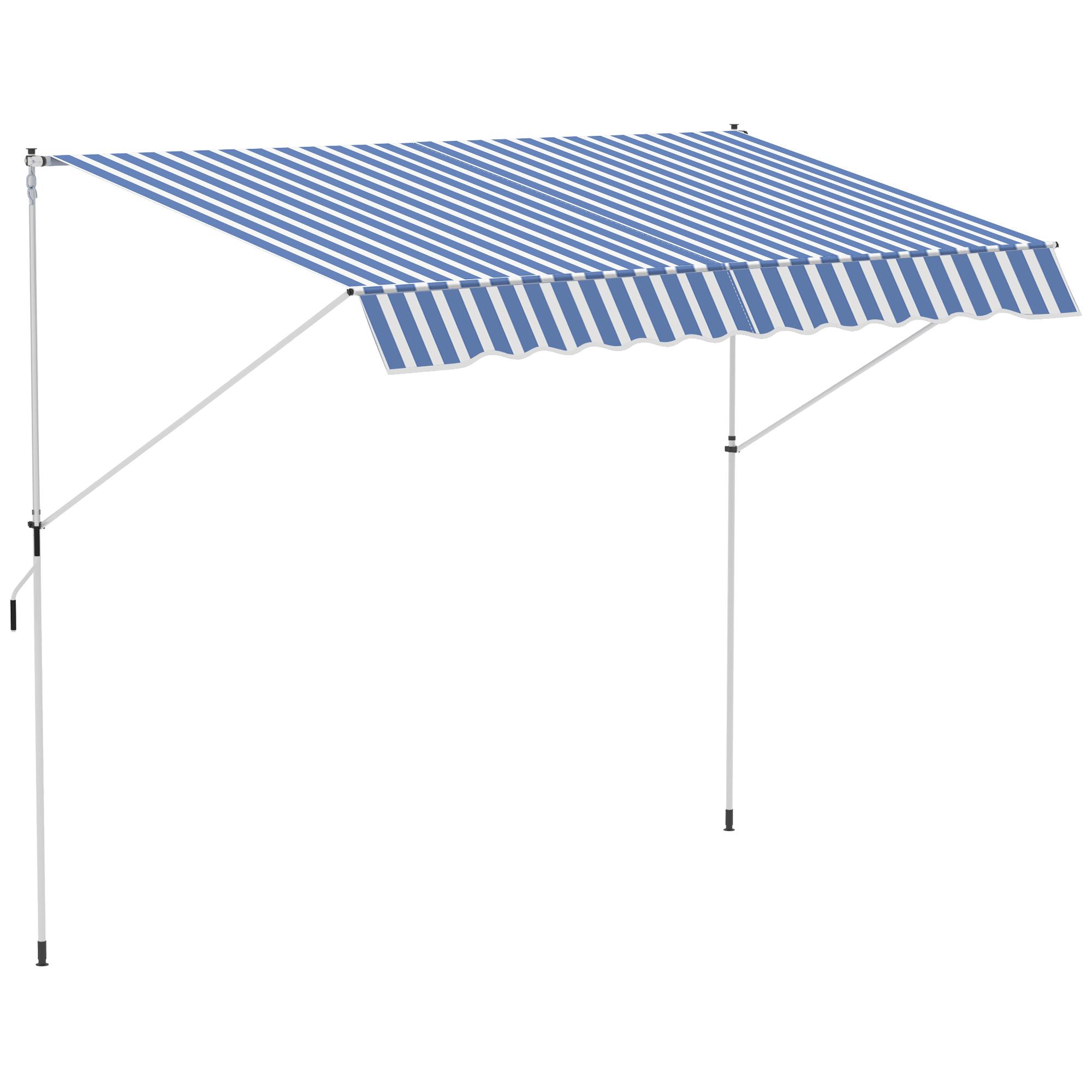 Tenda da Sole a Muro 300x150 cm in Metallo e Poliestere Blu e Bianco