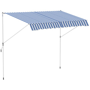 Tenda da Sole a Muro 300x150 cm in Metallo e Poliestere Blu e Bianco