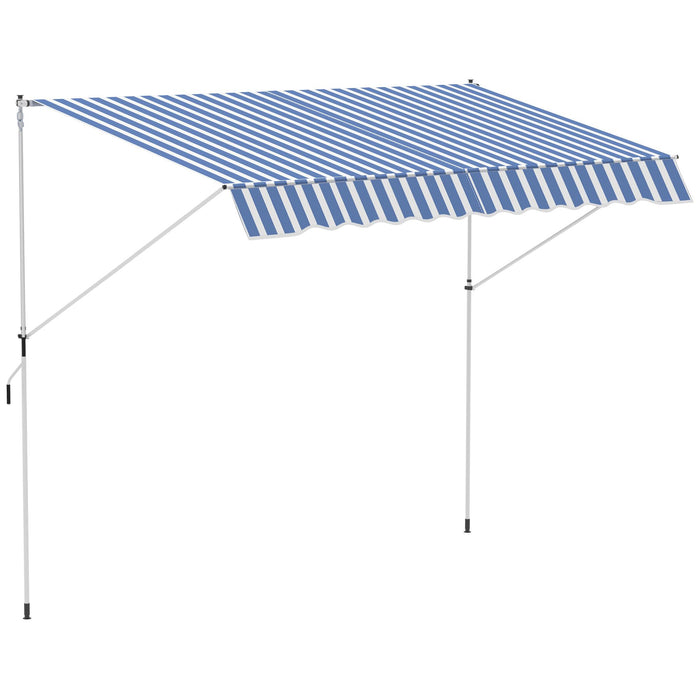 Tenda da Sole a Muro 300x150 cm in Metallo e Poliestere Blu e Bianco