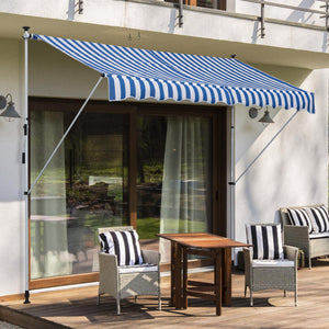 Tenda da Sole a Muro 300x150 cm in Metallo e Poliestere Blu e Bianco