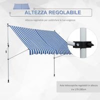 Tenda da Sole a Muro 300x150 cm in Metallo e Poliestere Blu e Bianco