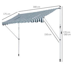 Tenda da Sole a Muro 300x150 cm in Metallo e Poliestere Verde