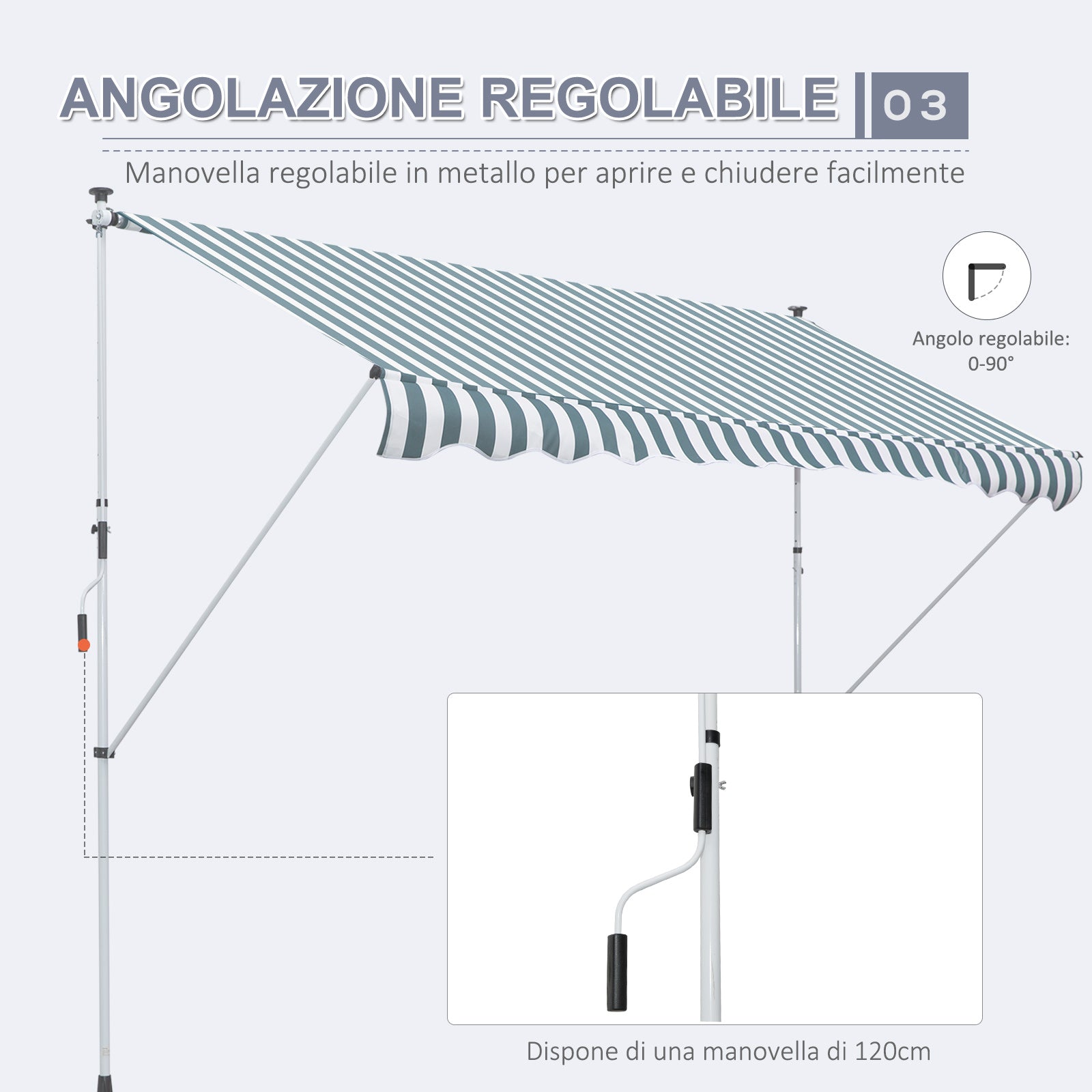 Tenda da Sole a Muro 300x150 cm in Metallo e Poliestere Verde