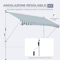 Tenda da Sole a Muro 300x150 cm in Metallo e Poliestere Verde