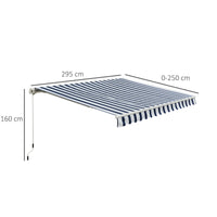 Tenda da Sole 295x250 cm in Alluminio e Poliestere Blu e Bianco