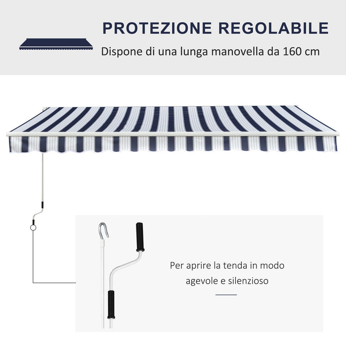 Tenda da Sole 295x250 cm in Alluminio e Poliestere Blu e Bianco