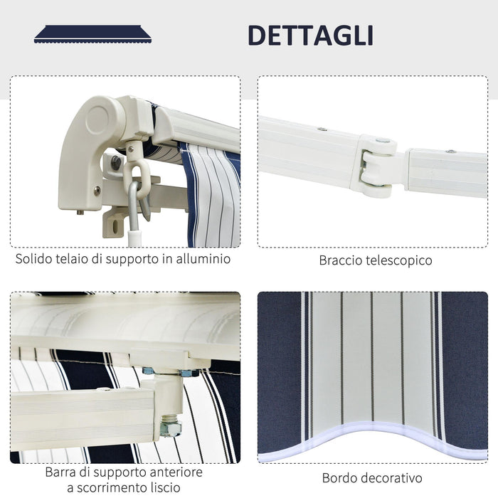 Tenda da Sole 295x250 cm in Alluminio e Poliestere Blu e Bianco