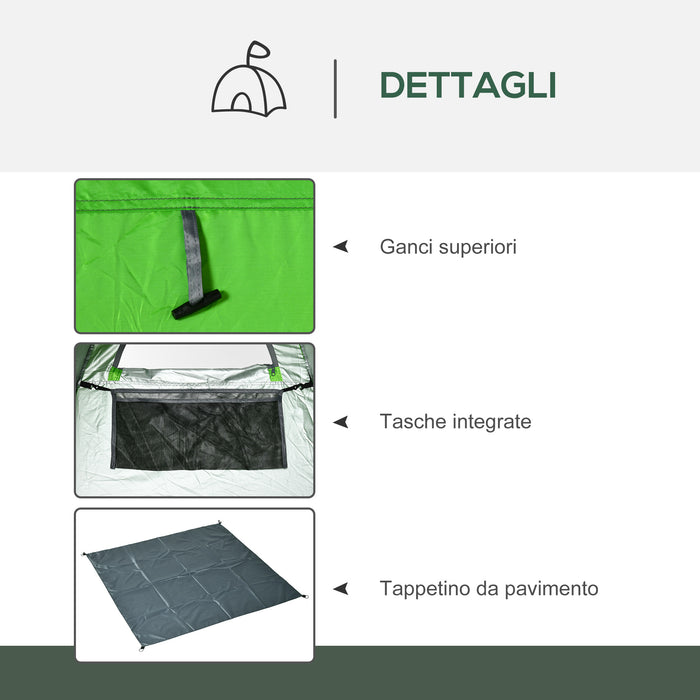 Tenda Doccia da Campeggio 126x124x189 cm in Poliestere Verde