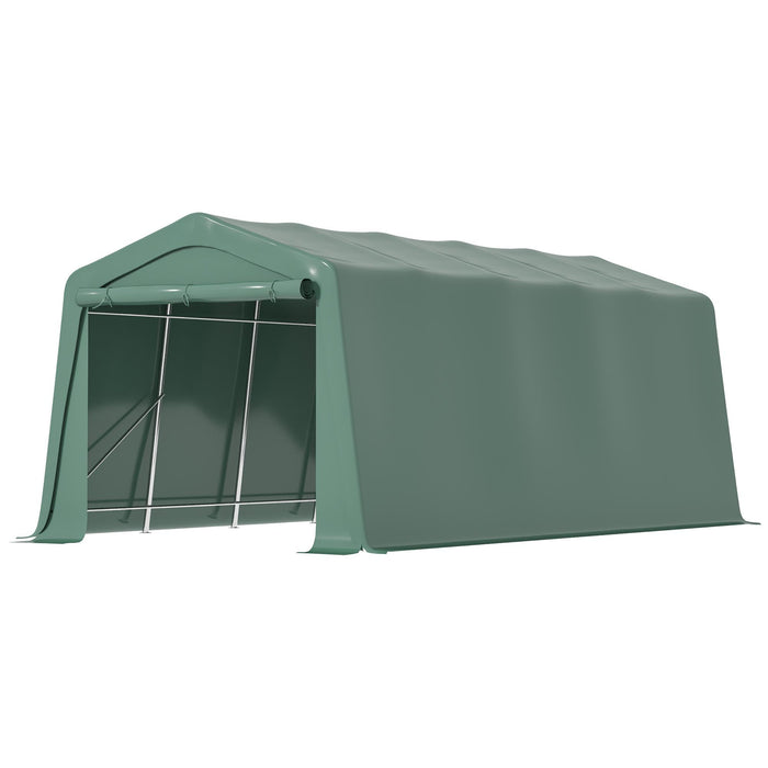 Tendone Garage per Auto Attrezzi 600x255-310x255 cm in Acciaio e PVC Verde Scuro