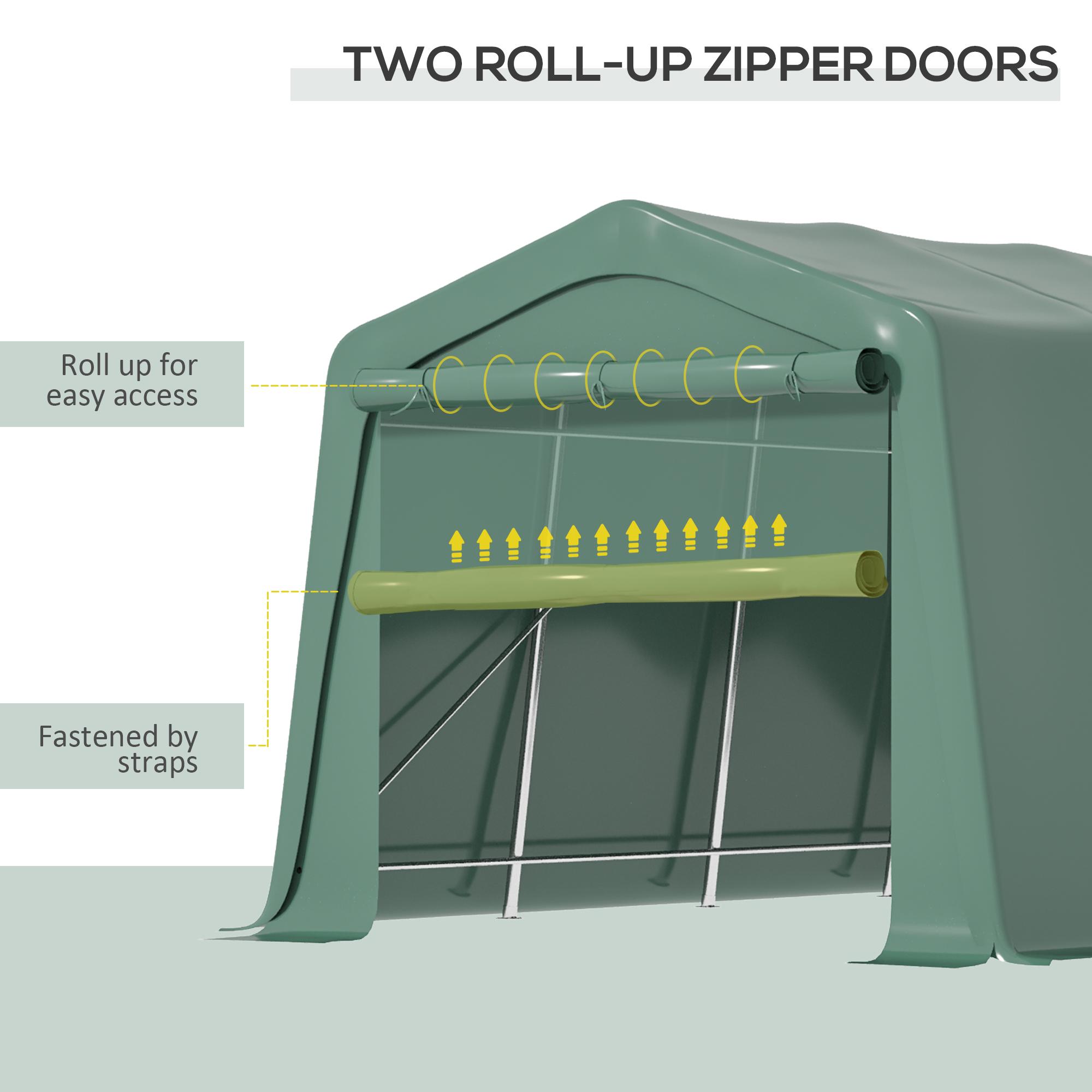 Tendone Garage per Auto Attrezzi 600x255-310x255 cm in Acciaio e PVC Verde Scuro