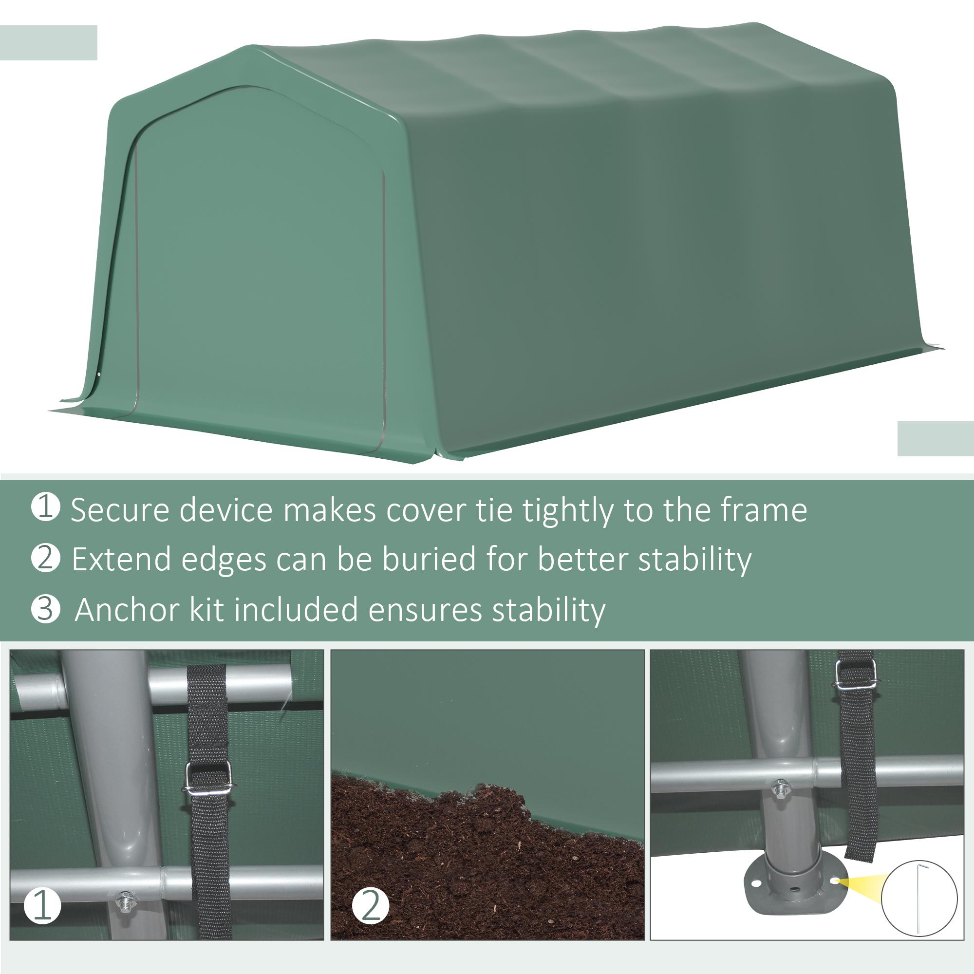 Tendone Garage per Auto Attrezzi 600x255-310x255 cm in Acciaio e PVC Verde Scuro