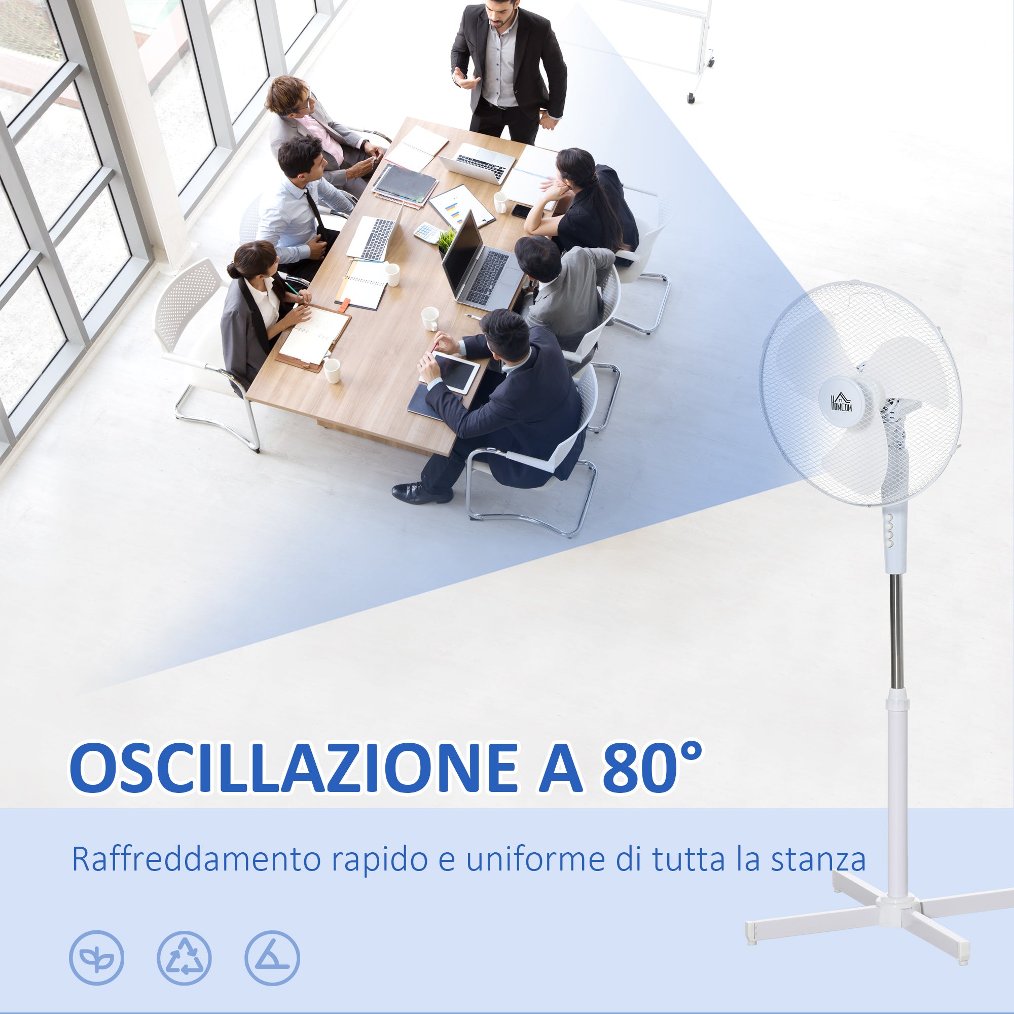 Ventilatore a Piantana 60x60x90-120 cm 3 Velocità Bianco