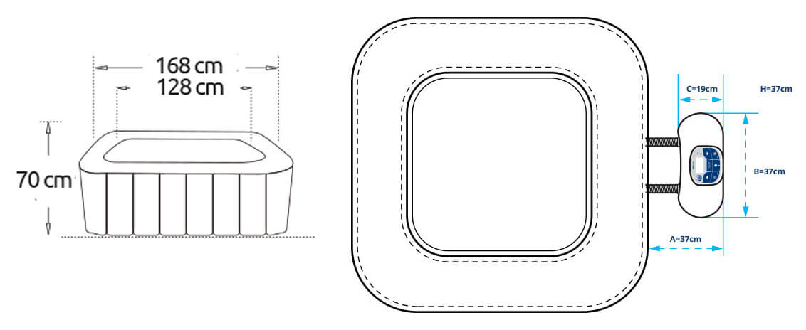 Vasca Idromassaggio da Esterno Gonfiabile Riscaldata 4 Posti 168x168x70 cm NetSpa Aspen Nera