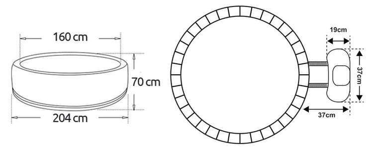 Vasca Idromassaggio da Esterno Gonfiabile Riscaldata 6 Posti Ø204x70 cm NetSpa Montana Nera