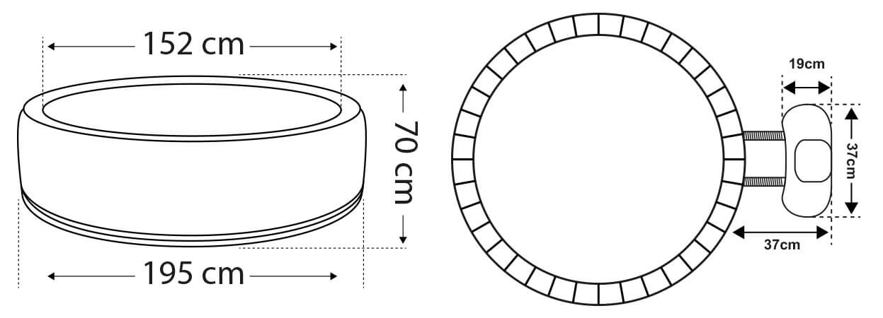 Vasca Idromassaggio da Esterno Gonfiabile Riscaldata 5/6 Posti Ø195x70 cm NetSpa Boa Nera