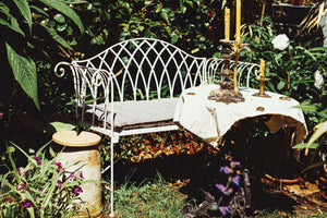 Panca Annette Bianco Antico 128x40x93 h cm in Acciaio Bianco