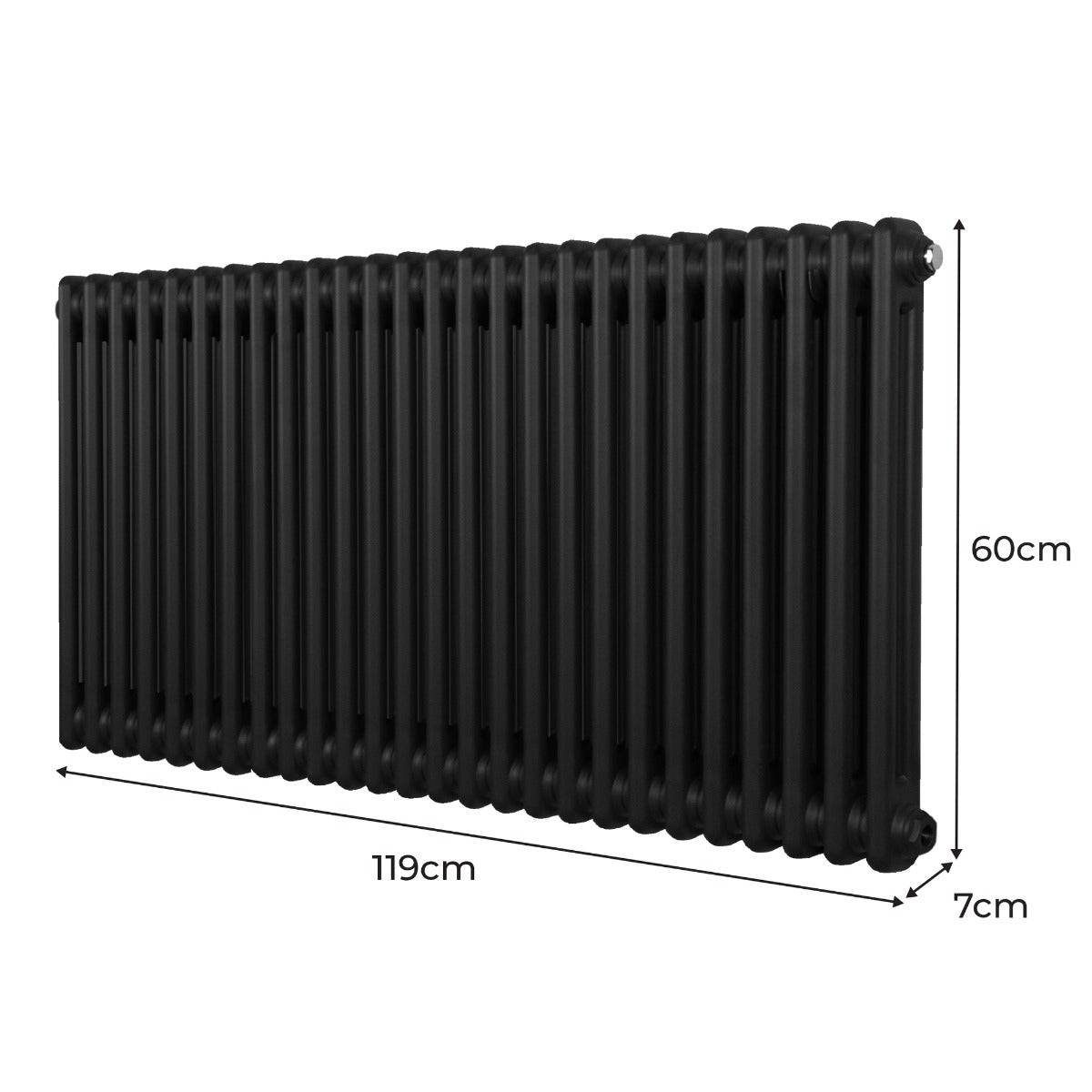 Termosifone Radiatore a 2 colonne per riscaldamento centralizzato Nero 60 x 119cm