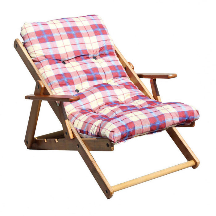 Poltrona 3 Posizioni Relax Miele con Cuscino 84x60x100 h cm in Cotone Rosso