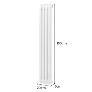 Termosifone Radiatore a 2 colonne per riscaldamento centralizzato verticale Bianco 150x20cm