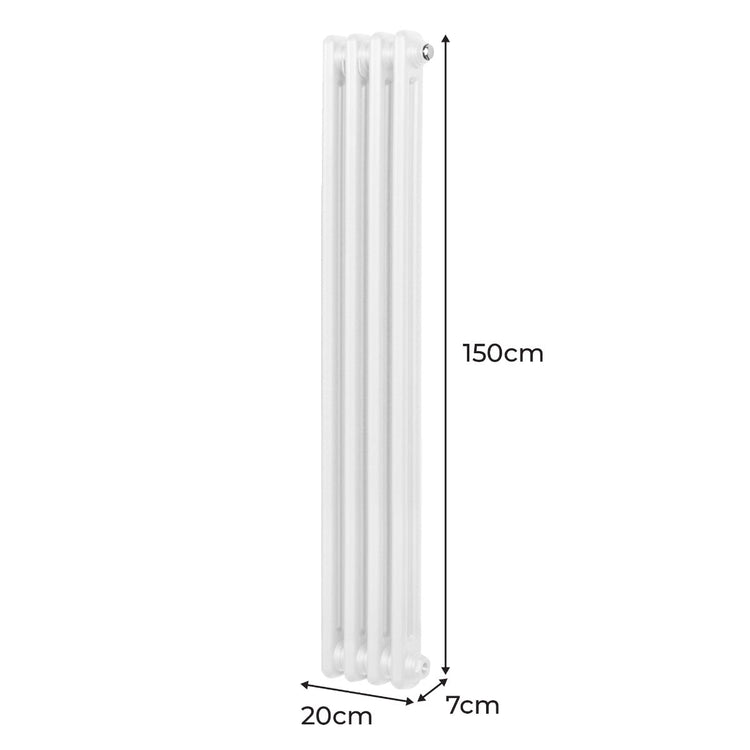 Termosifone Radiatore a 2 colonne per riscaldamento centralizzato verticale Bianco 150x20cm