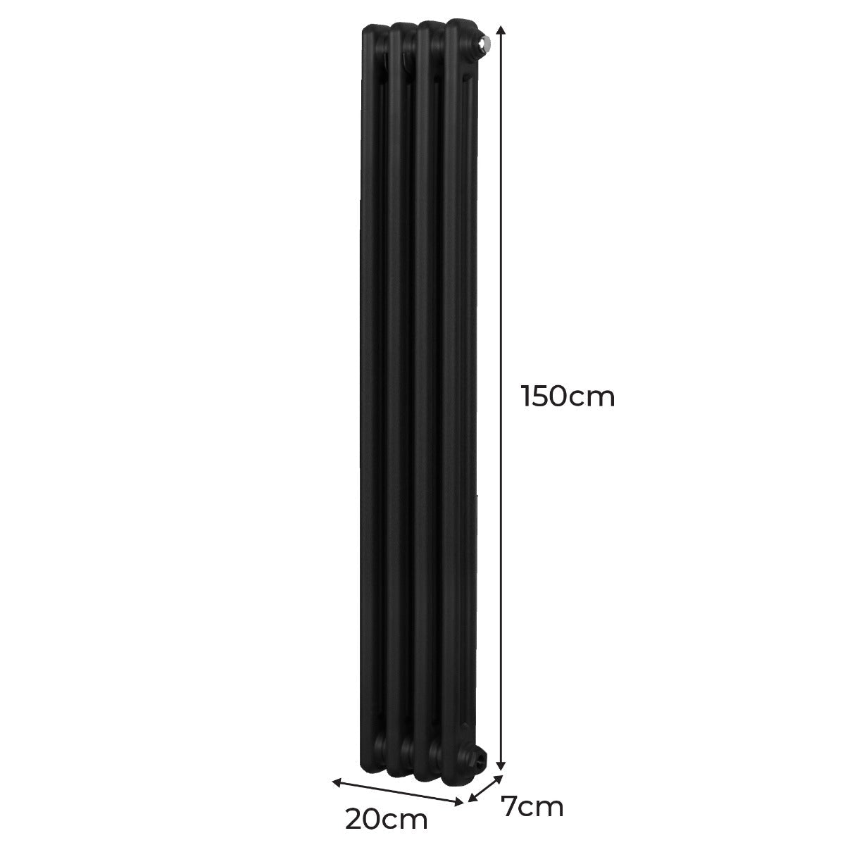 Termosifone Radiatore a 2 colonne per riscaldamento centralizzato verticale Nero150x20cm