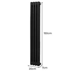 Termosifone Radiatore a 2 colonne per riscaldamento centralizzato verticale Nero150x20cm