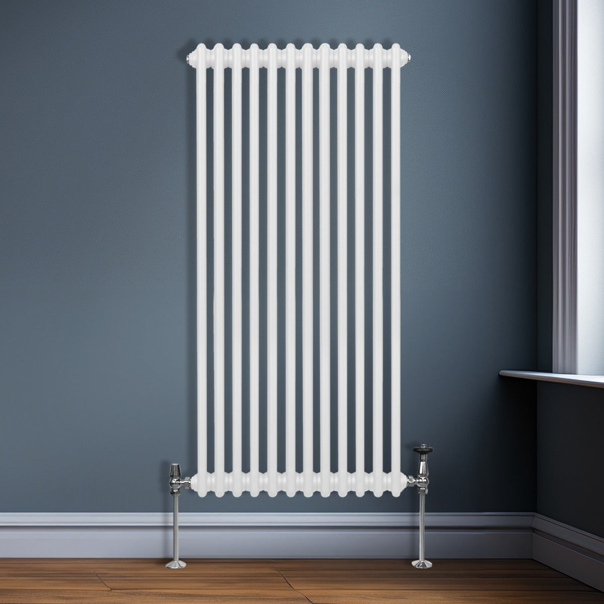 Termosifone Radiatore a 2 colonne per riscaldamento centralizzato verticale Bianco 150x56cm