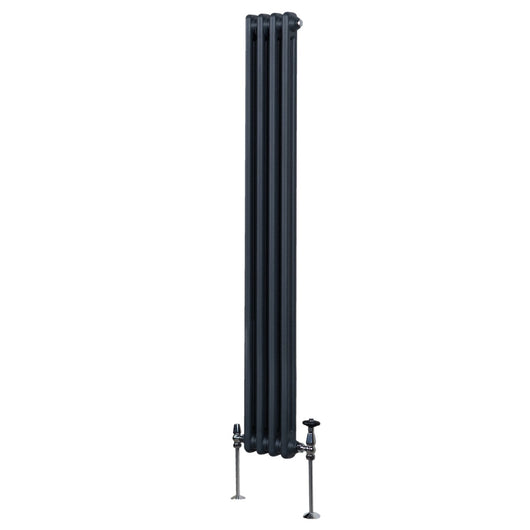 Termosifone Radiatore a 2 colonne per riscaldamento centralizzato verticale Grigio Antracite 180x20cm