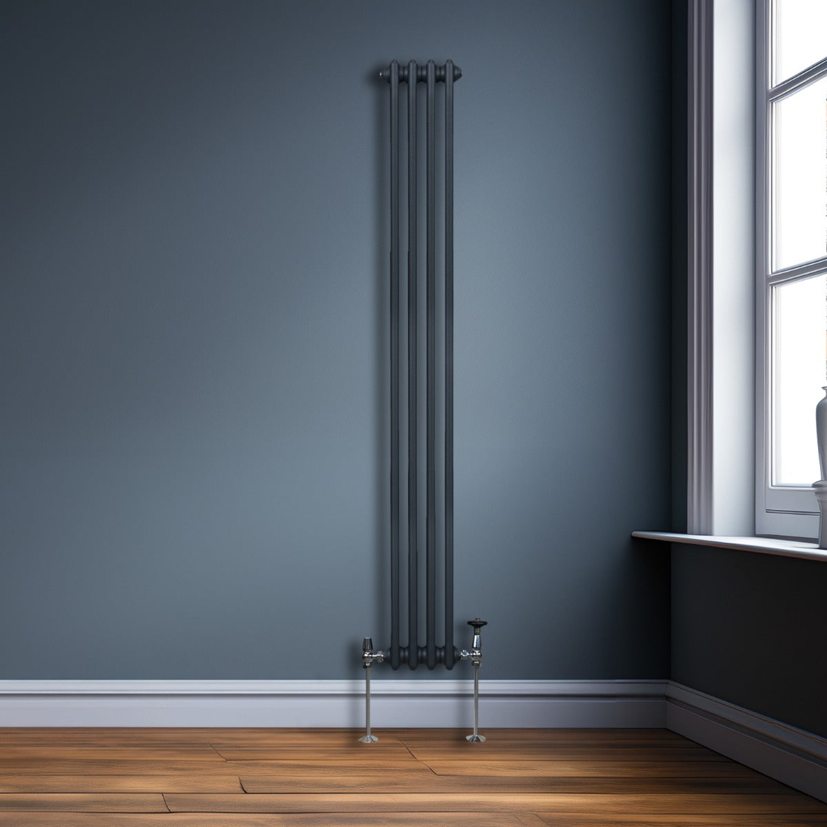 Termosifone Radiatore a 2 colonne per riscaldamento centralizzato verticale Grigio Antracite 180x20cm