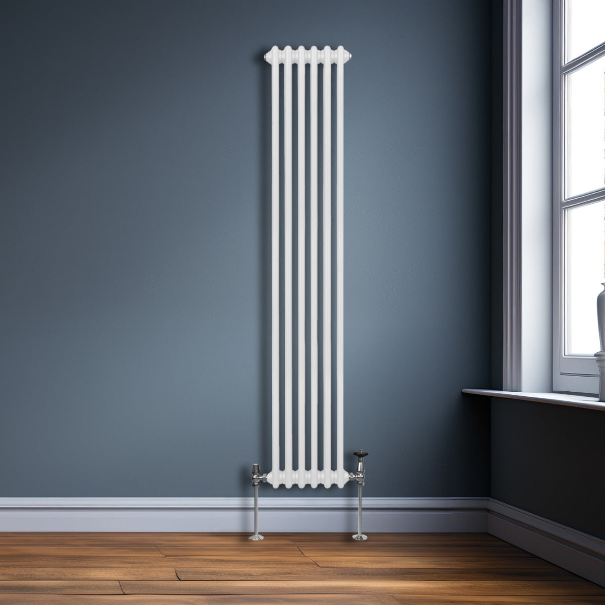 Termosifone Radiatore a 2 colonne per riscaldamento centralizzato verticale Bianco 180x29cm