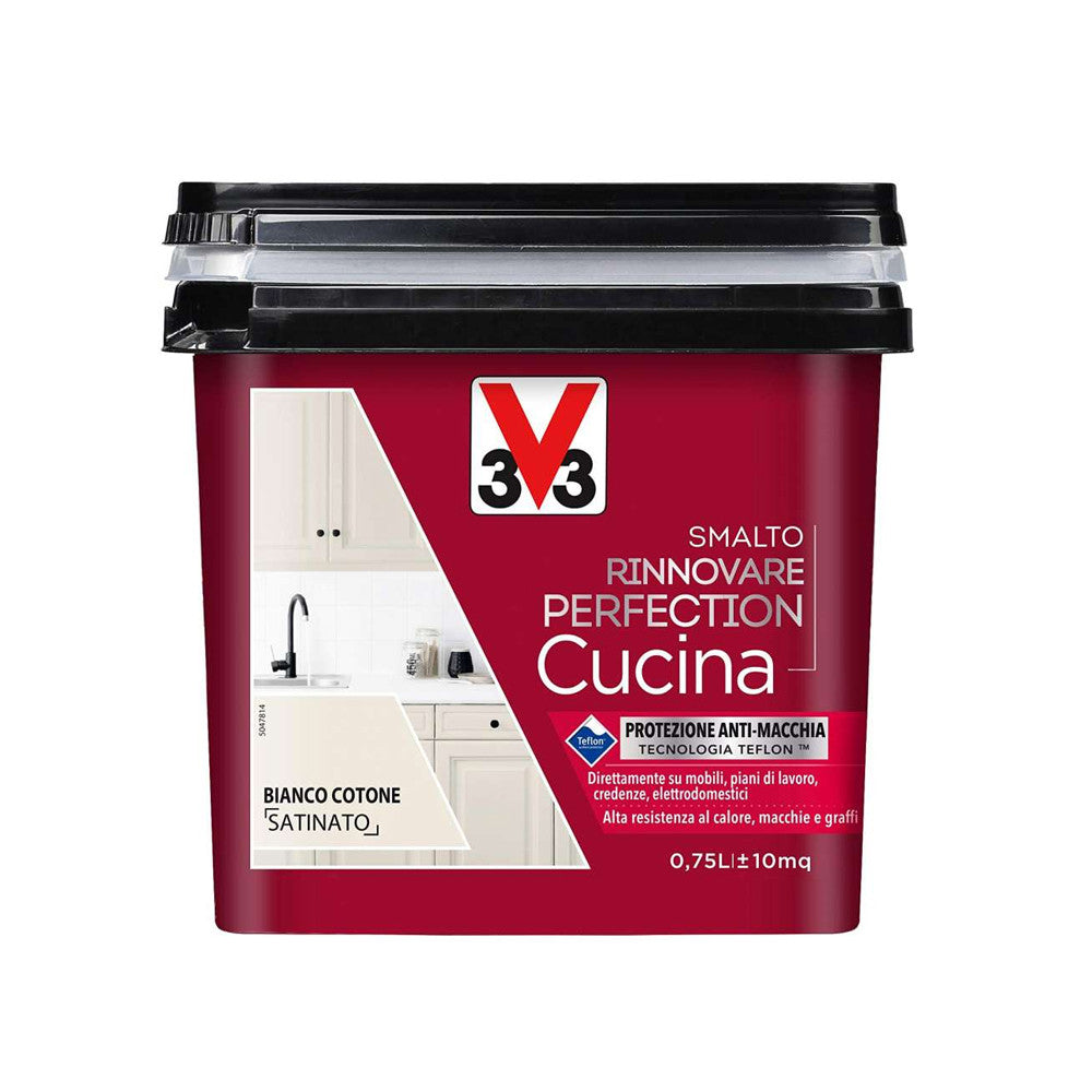 Smalto Rinnovare Perfection Cucina Ideale Per Rinnovare Qualsiasi Superficie Della Cucina Bianco Cotone Satinato Da 0,75Lt-V33