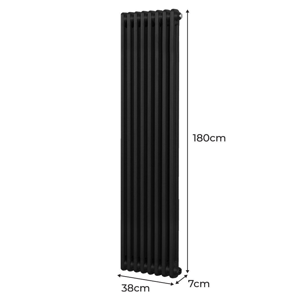 Termosifone Radiatore a 2 colonne per riscaldamento centralizzato verticale Nero 180x38cm