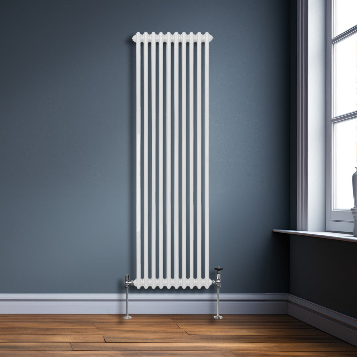 Termosifone Radiatore a 2 colonne per riscaldamento centralizzato verticale Bianco 180x47cm