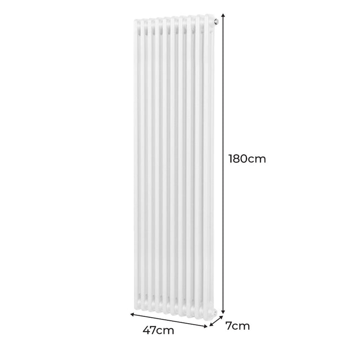 Termosifone Radiatore a 2 colonne per riscaldamento centralizzato verticale Bianco 180x47cm