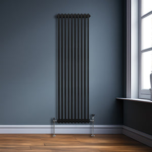 Termosifone Radiatore a 2 colonne per riscaldamento centralizzato verticale Nero 180x47cm