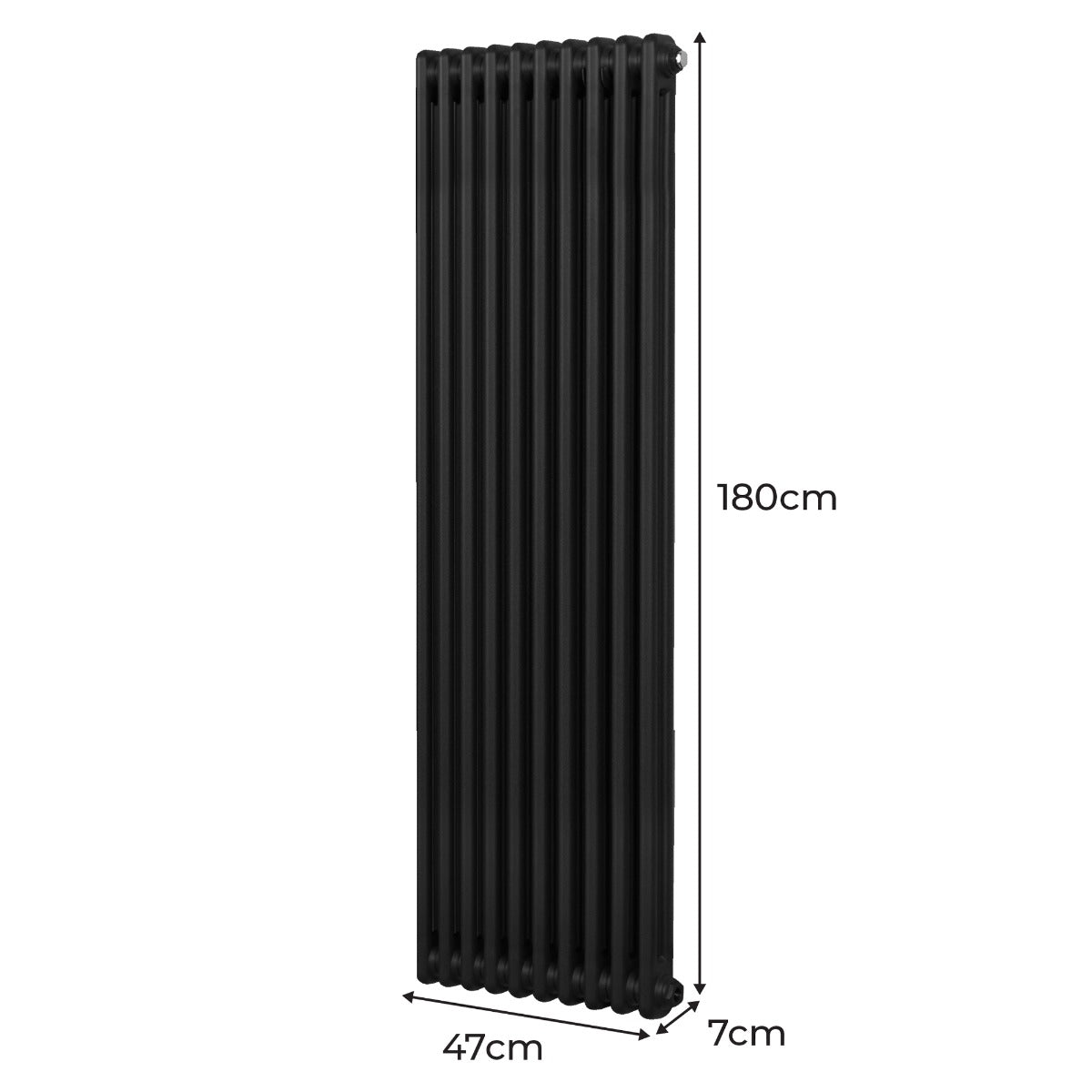 Termosifone Radiatore a 2 colonne per riscaldamento centralizzato verticale Nero 180x47cm