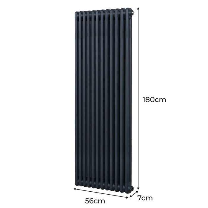 Termosifone Radiatore a 2 colonne per riscaldamento centralizzato verticale Grigio Antracite 180x56cm