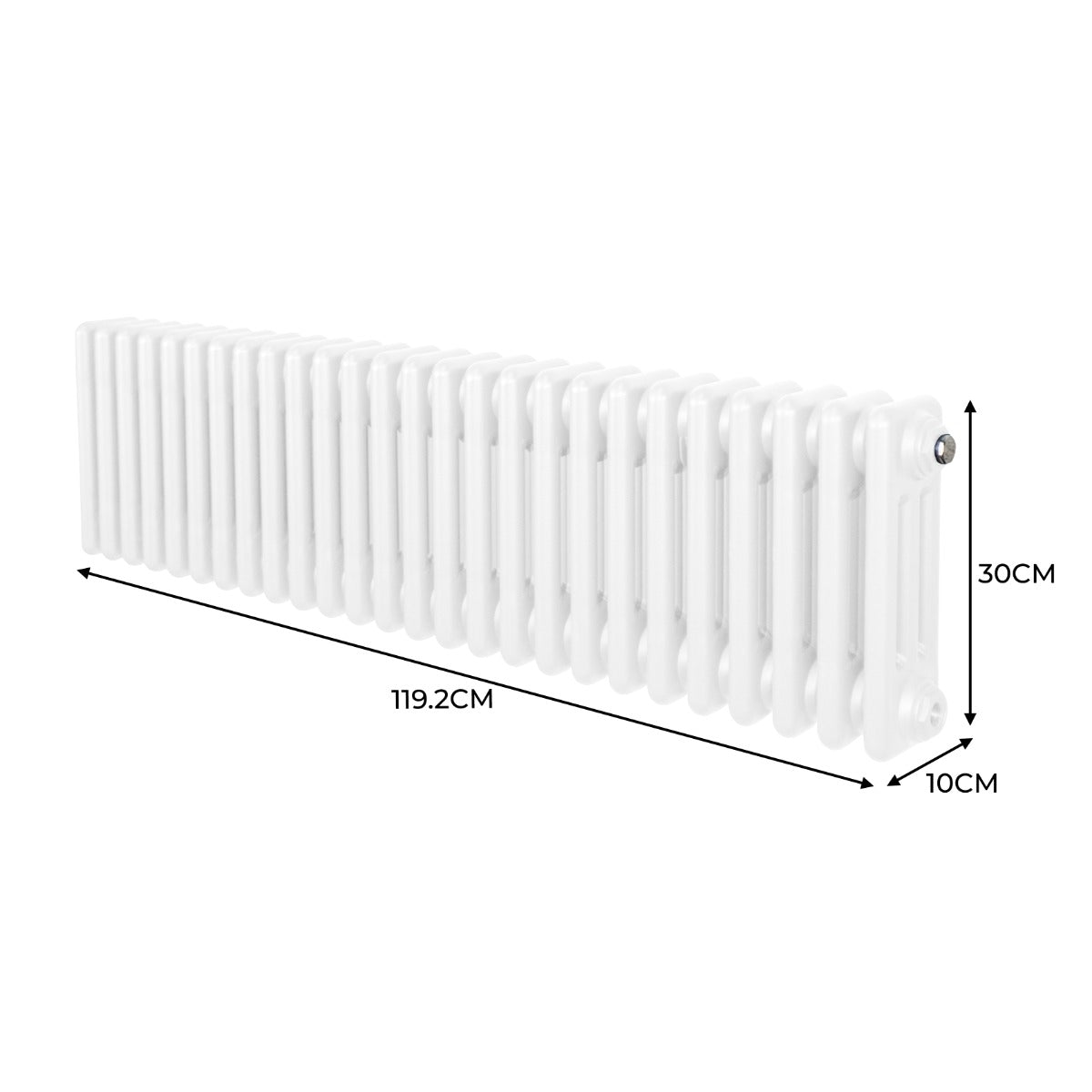 Termosifone Radiatore a 3 colonne per riscaldamento centralizzato Bianco 30 x 119cm