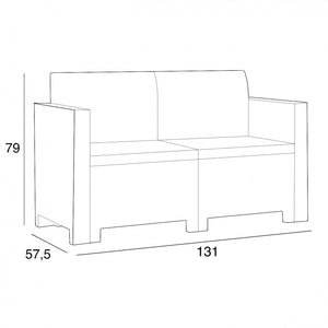 Set Salotto da Giardino Divano 2 Poltrone e Tavolino con Cuscini in Plastica Marrone