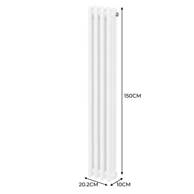 Termosifone Radiatore a 3 colonne per riscaldamento centralizzato verticale Bianco 150x20cm