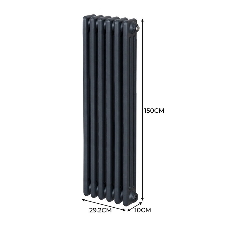 Termosifone Radiatore a 3 colonne per riscaldamento centralizzato verticale Grigio antracite 150x29cm