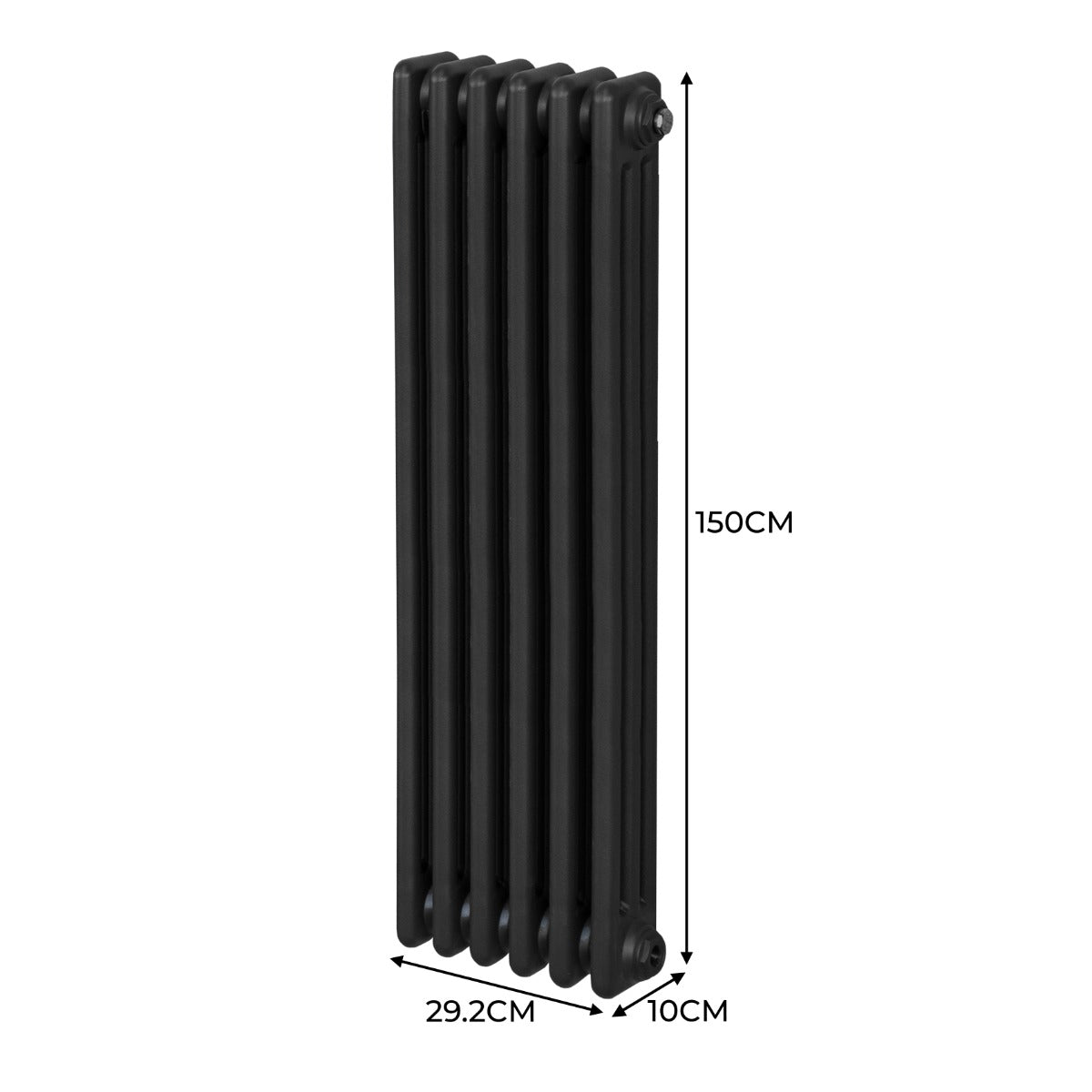 Termosifone Radiatore a 3 colonne per riscaldamento centralizzato verticale Nero 150x29cm