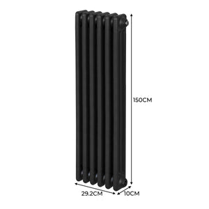 Termosifone Radiatore a 3 colonne per riscaldamento centralizzato verticale Nero 150x29cm