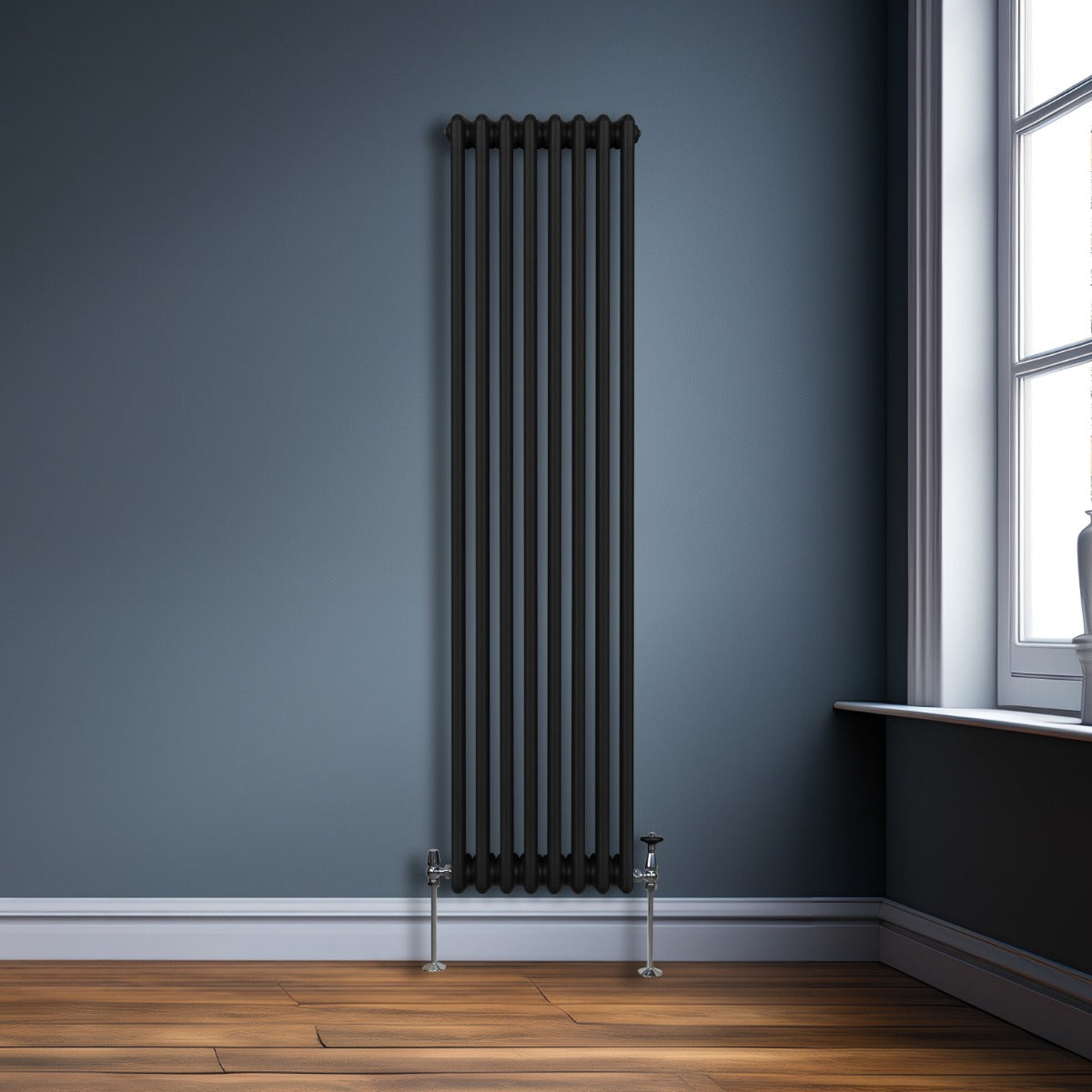 Termosifone Radiatore a 3 colonne per riscaldamento centralizzato verticale Nero 180x38cm