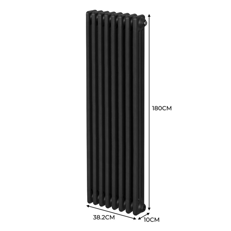 Termosifone Radiatore a 3 colonne per riscaldamento centralizzato verticale Nero 180x38cm