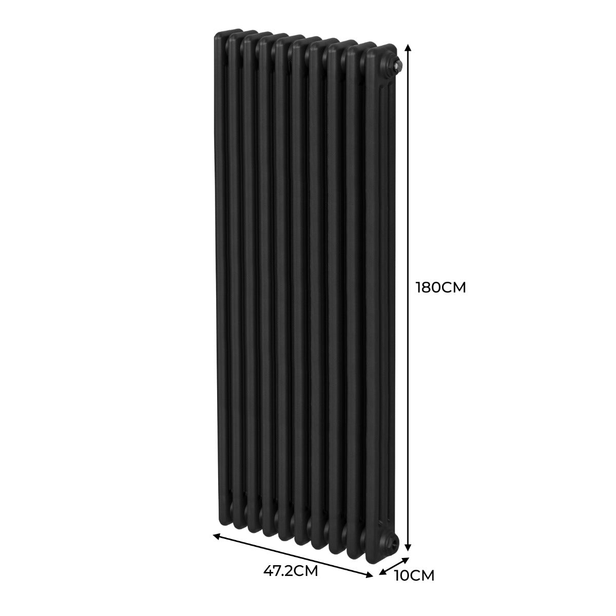 Termosifone Radiatore a 3 colonne per riscaldamento centralizzato verticale Nero 180x47cm